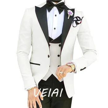 Новый костюм 2023 года, мужской костюм-тройка, Корейская версия, приталенная модель, деловой костюм жениха, свадебное платье жениха, мужской костюм