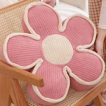 Цветочная подушка В форме цветка Эстетическая подушка для пола Милая подушка для сиденья Декоративная подушка для кровати и дивана Прочный Розовый