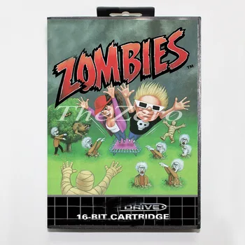 Zombies atemynghburs с коробкой de video для 16-битной игровой карты MD для MegaDrive /Genesis JAP /EU US Shall
