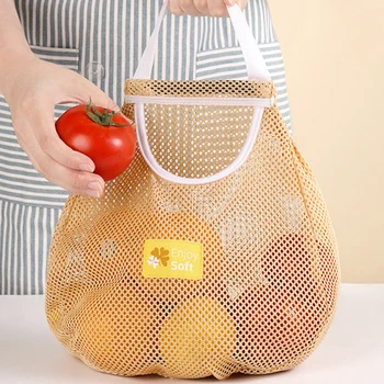 Многоразовая кухонная подвесная сетчатая сумка для домашнего хранения фруктов и овощей Сетчатая сумка для имбиря чеснока Картофеля лука