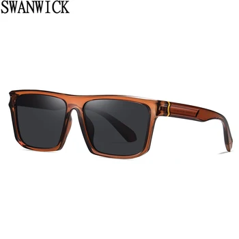 Swanwick TR90 мужские солнцезащитные очки polarizd для вождения в летнем стиле зеркальные квадратные солнцезащитные очки для мужчин коричневый зеленый 2023 лидер продаж