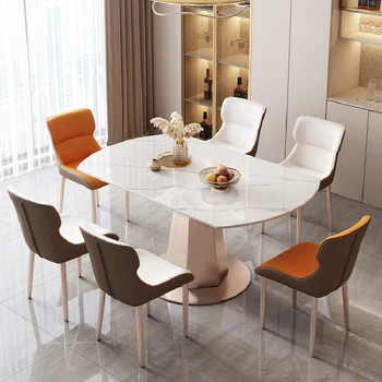 Обеденный стол на кухне отеля, современные Мраморные обеденные столы в скандинавской роскоши для гостиной, Передвижная мебель для Комедийного салона