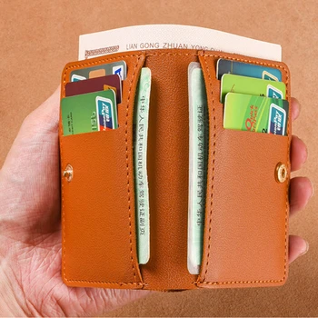 Однотонный маленький кошелек из искусственной кожи для женщин, короткий простой женский кошелек с кнопками, ультратонкая сумка для кредитных карт, портмоне для монет