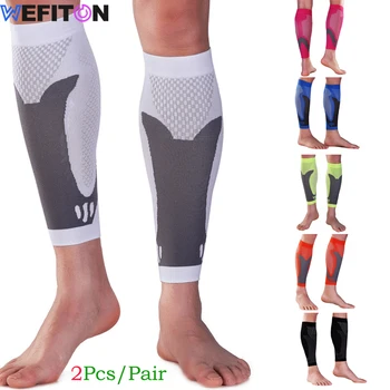 1 пара компрессионных рукавов для икр для женщин и мужчин, Бандаж для ног для бега, езды на велосипеде, Опорная шина для голени для тренировок (6 цветов, S / M / L / XL)
