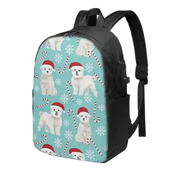Симпатичный мальтийский рождественский тканевый классический базовый школьный рюкзак из холста, повседневный рюкзак, офисный рюкзак для мужчин и женщин