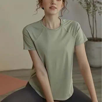 Спортивные футболки для йоги, дышащие крутые футболки для йоги для женщин, летний топ для фитнеса с коротким рукавом, технология быстрой сушки