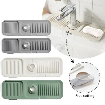 L /XL Белая Кухонная силиконовая накладка для слива смесителя для раковины, поддон для сбора капель, нескользящий коврик для мыла, защитный коврик для столешницы в ванной комнате