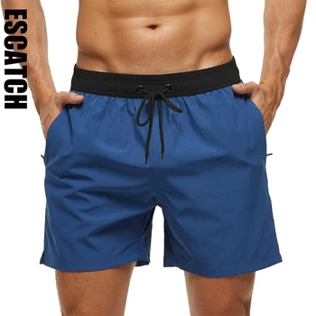 Мужские пляжные шорты бренда Escatch Модные мужские спортивные штаны для бега Дышащий эластичный пояс с сетчатой подкладкой Плавки