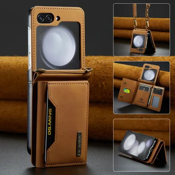 для samsung z flip 5 Защита от падения Кожаный чехол для Samsung Galaxy Z Flip 5 Аксессуары для телефонов 5G Flip5 сумка для карт памяти