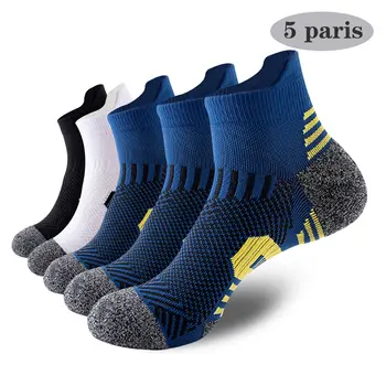 5 пар / лот, мужские спортивные носки, дышащие баскетбольные носки для бега на открытом воздухе, хлопковые тренировочные короткие носки-трубочки для мужчин