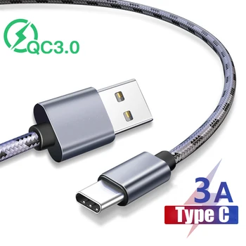 Нейлоновый кабель Microusb Type C USB длиной 2-3 м Samsung Universal QC 3.0 Кабель для быстрого зарядного устройства Micro USB C Телефонный шнур для iPhone Samsung