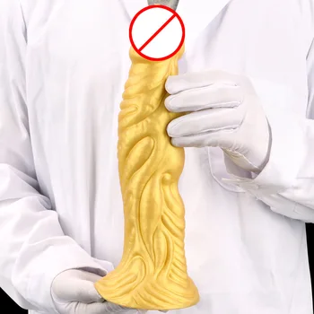 Золотая силиконовая мягкая анальная пробка с присоской, расширяющий анал фаллоимитатор, секс-игрушка для фистинга, реалистичный пенис, большой член, БДСМ