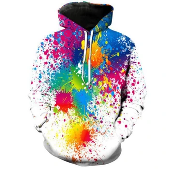 Горячая распродажа 2023 года, Толстовки с 3D-принтом с разбрызгиванием краски, Мужские / Женские Модные Повседневные толстовки, хипстерский пуловер с радужными граффити