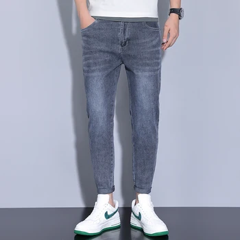 Высококачественные летние джинсы-стрейч для мужчин, модный бренд small foot, мягкая и удобная корейская версия, универсальные повседневные брюки