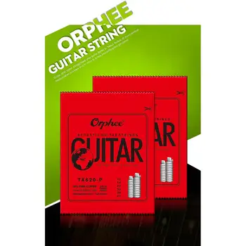 Orphee TX Series 6 шт. Красные струны для акустической гитары С антикоррозийным покрытием, гитарные струны с шестигранным сердечником