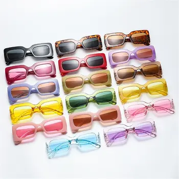 Солнцезащитные очки в форме прямоугольника ярких цветов, винтажные оттенки, Солнцезащитные очки с защитой от UV400 для женщин, мужчин, Женщин и мужчин | Уличная одежда | Сувениры для вечеринок
