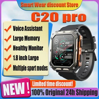 Смарт-часы C20 PRO 1,83 дюйма для мужчин, BT Call, спорт на открытом воздухе, Водонепроницаемый фитнес-трекер IP68, пульсометр, артериальное давление, умные часы