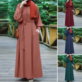 Рамадан Арабская Абайя Femme Musulmane Атласное Платье-Хиджаб Турецкий Кафтан Marocain Muslim Для Женщин Vestido Islam Maxi Robe